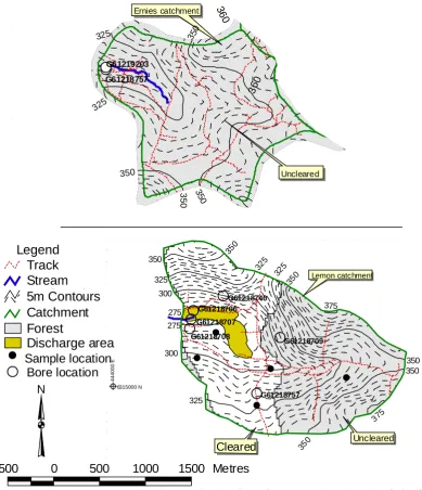 Fig. 2. Detail set up of Ernies and Lemon catchments.