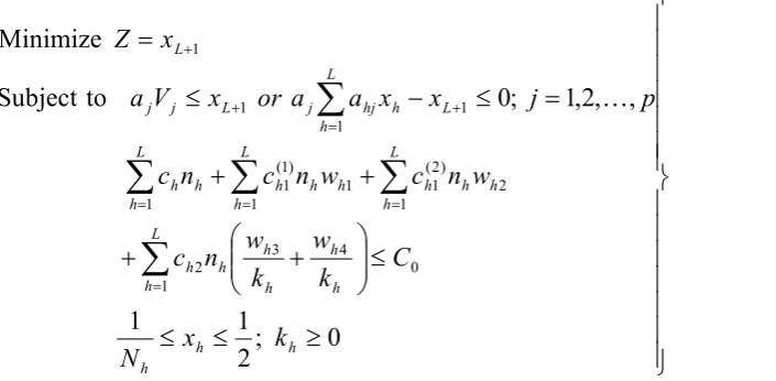 Table 1. Input data for two characteristics and four strata  