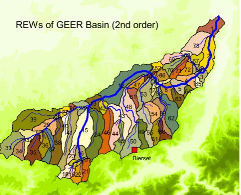 Fig. 4.Discretisation of the Geer river basin and the resultantREWs.