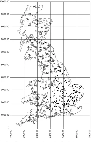 Fig. 2. Spatial distribution of catchments grouped by observed average annual runoff depth (AARD)