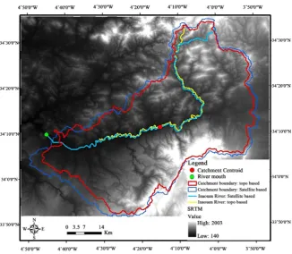 Figure 9. Comparison between Topographic and satellite-based Inaouene River and its catchment area