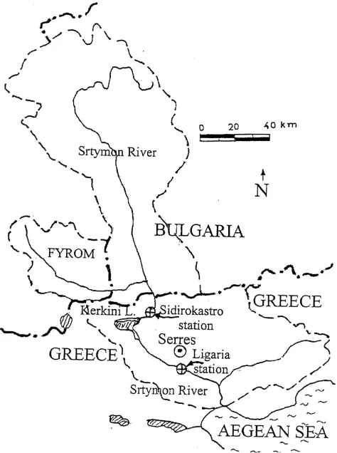 Fig. 1.  River Strymon, its catchment boundaries and Sidirokastrowater quality sampling station
