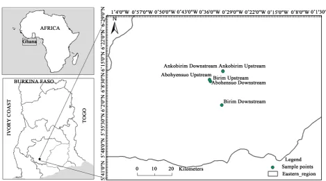 Figure 1. Map of the study area showing sampling locations. 