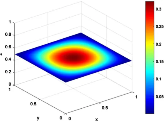 Figure 3. The numerical solutions of Equation (19) on the face z =1 2 with M =512. 