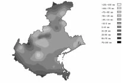 Fig. 7c. The standard deviation of the estimated adjusted rainfallin mm, using the spherical model