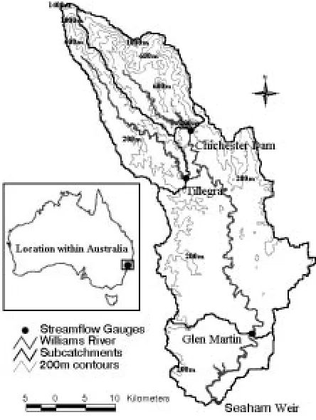 Fig. 3.Spatial extent of the upper, lower, and middle rainfall zones