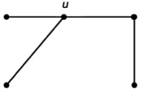 Figure 1. A Simple connected graph with essential dominating vertex u. 