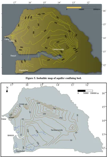 Figure 5. Isobathic map of aquifer confining bed.  