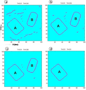 Fig. 6. (a) Gravity data from bodies outlined in black, which were at different depths