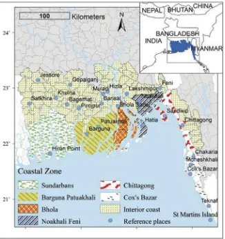 Figure 2. The coast of bangladesh showing the six coastal zones [13]. 