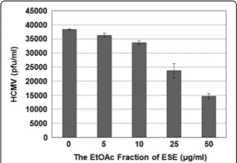Fig. 5 Downregulation of HCMV lytic gene expression by the EtOAcextracts were subjected to western blot analysis with antibodiesfraction of ESE