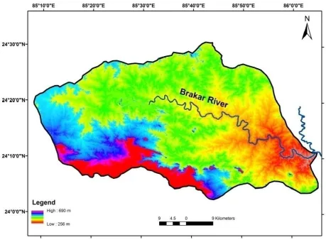 Fig.3. Elevation map of the study area 