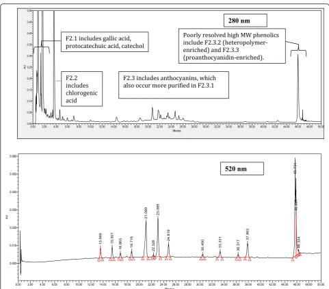Fig. 4 HPLC profile for the different fractions derived from Fermented Blueberry Juice (FJ)