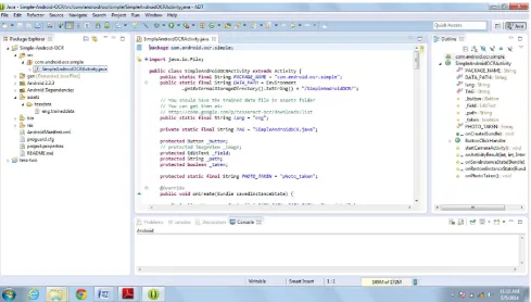 Figure 2. Screenshot of Android SDK while development of application   