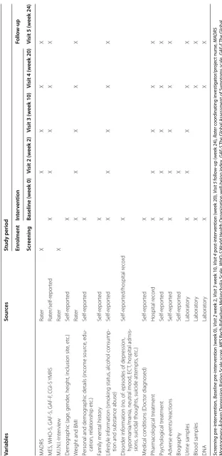 Table 1 Overview of all measurements, instruments and time points