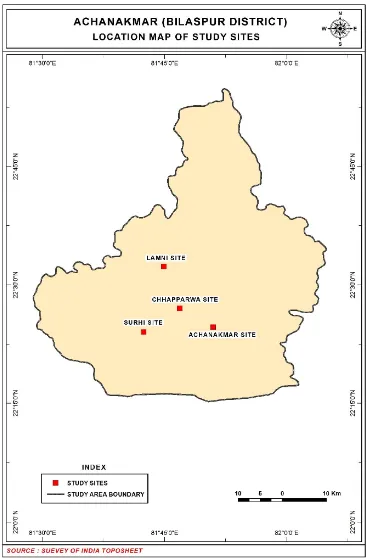 Figure 1. Location Map of Study area and Study sites   