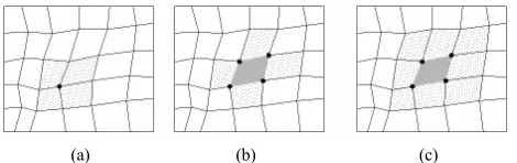 Figure 2. Model of patch: (a) Nodal based patch; (b) Ele-ment interface based patch; (c) Element based patch