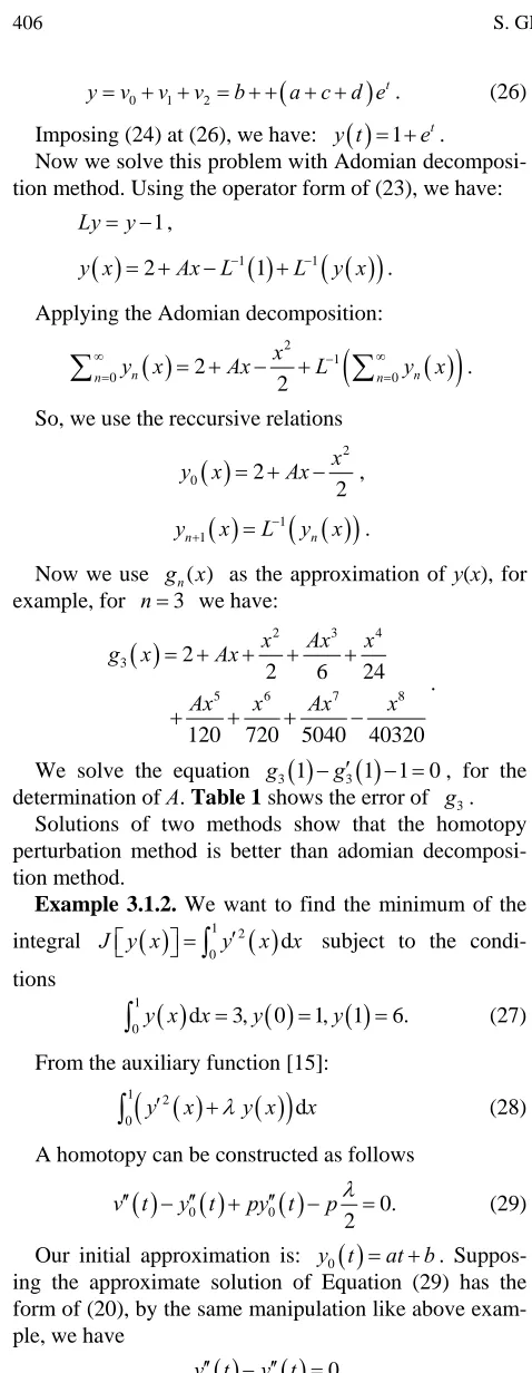 Table 1. Shows the error of g3. 