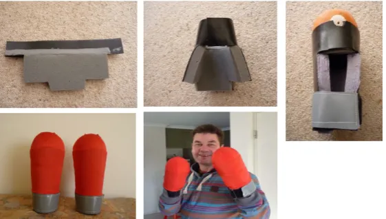 Figure 8. Overview of the construction of the first prototype low-impact gloves designed around the bladder