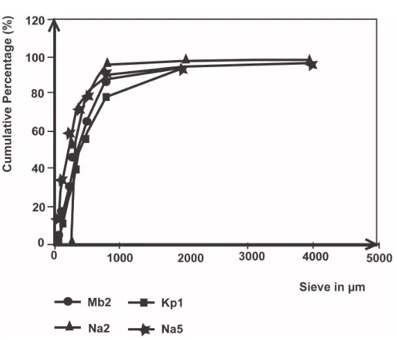 Figure 2. Waste washed gravel granuometric curve. 