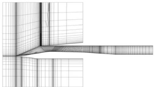 Figure 7. Measured pressure along the ramp at mach 2.2 for the pointed cowl model with and without throttle at the intake exit