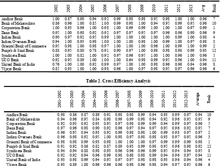 Table 2. Cross Efficiency Analysis  