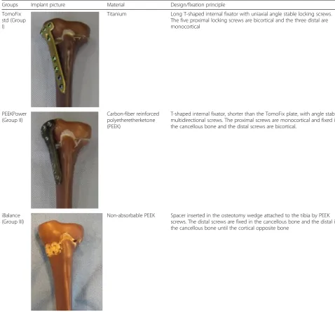 Table 1 Different HTO implants considered in the study (Groups I, II and III)