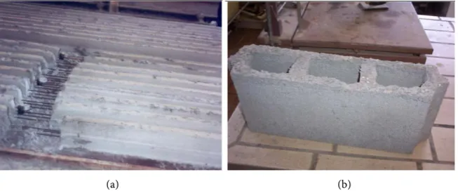 Figure 3. Prefabricated building elements. (a) concrete; (b) Hollow bricks of concrete sand