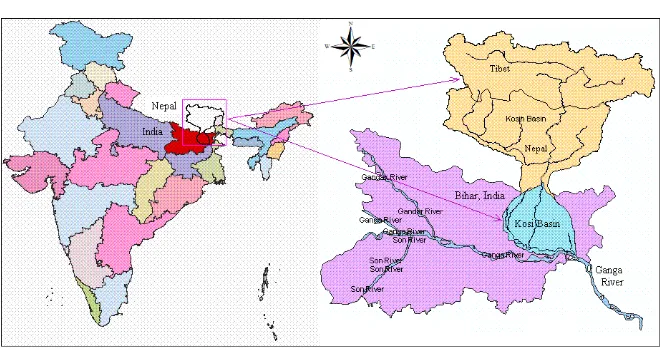 Figure 1. Index map of Koshi basin (Meera 2012).  