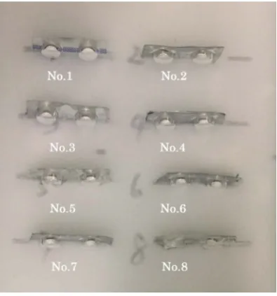 Figure 1. Samples of PTP sheets (No. 1 - No. 8). 