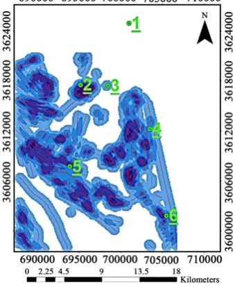 Figure 12. Result of fuzzy model base on relationship of lineaments and alteration. 