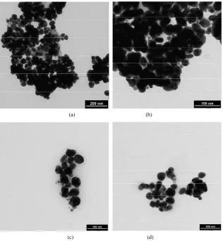 Figure 5. (a)-(d) TEM images of silver nanoparticles synthesized using switchgrass extract.