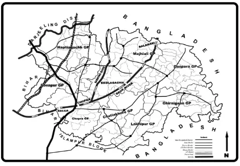 Figure 1. Location map of the selected sampling stations of the   River Dauk 