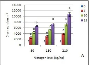 Fig. 3 Effect of wild mustard (A) and wild oat (B) densities on seed production of wild mustard under different nitrogen levels 