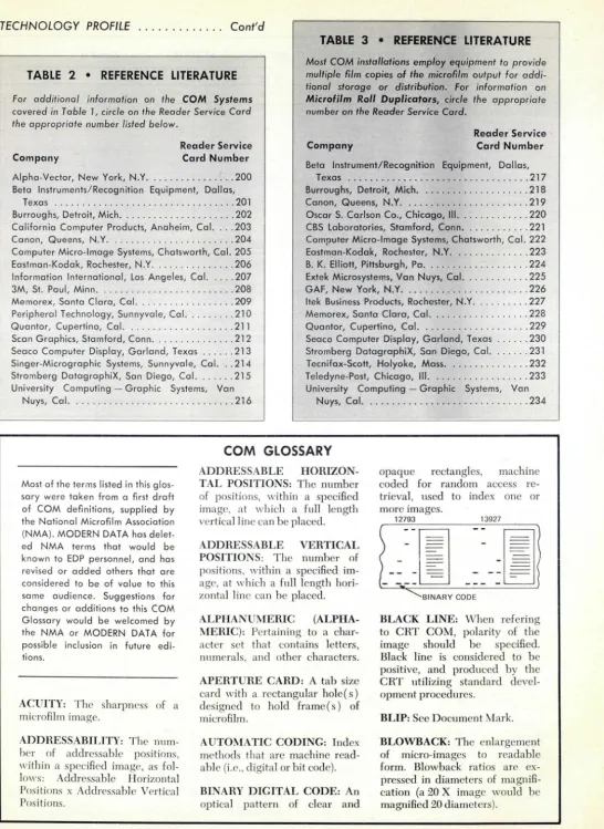 TABLE 3 • REFERENCE LITERATURE 