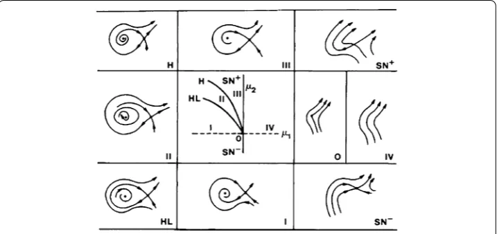 Figure 1 ε = 1 for the B–T bifurcation and phase diagram of system (27)