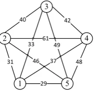 Figure 1. TSP instance with five nodes. 