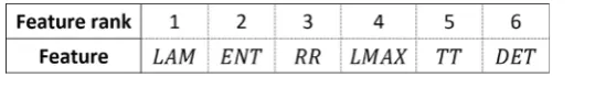 Table 5. Ranked features. 