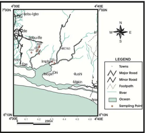 Fig 1: Location Map Showing all the Sampling Points 