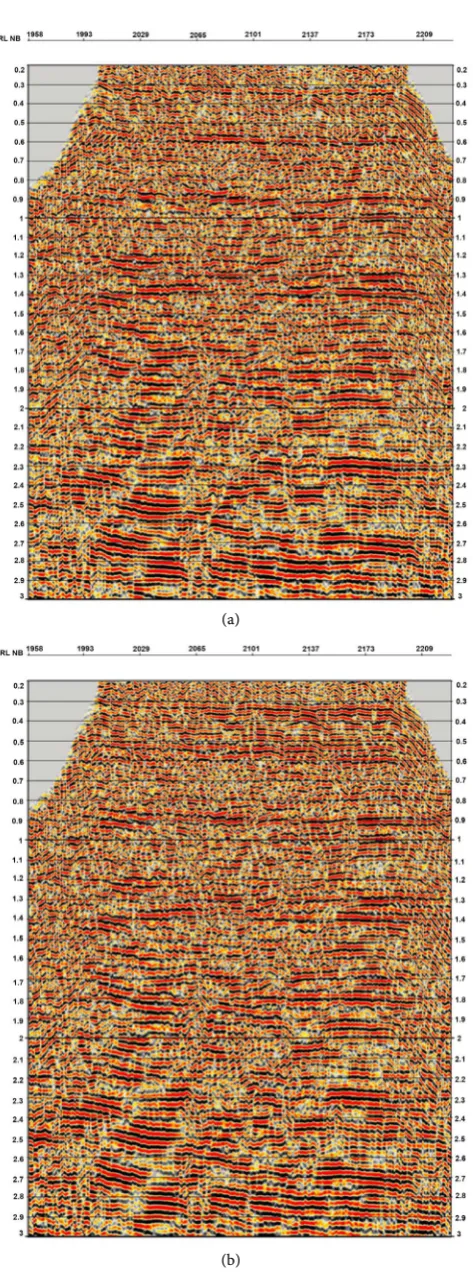 Figure 7. (a) Shows stack data before deconvolution; (b) Shows stack data after deconvolution
