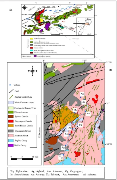 Figure 1. (a) Schematic map of the Moroccan Anti-Atlas and localization of published Ediacaran magmatic ages