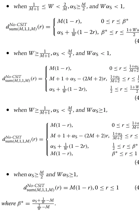 Fig. 10, the DMT without CSIT w/wo side channel is givenwhen W =loading improvement under the CSIT assumption, we can