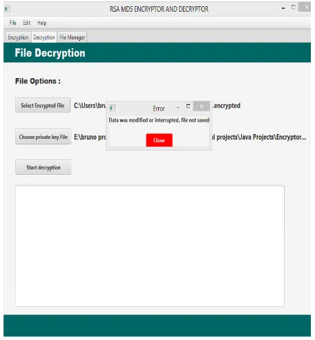 Figure showing the error message due to modification of the file  