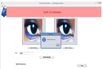 Figure 4.3 showing user with Valid Iris and PIN during authentication 
