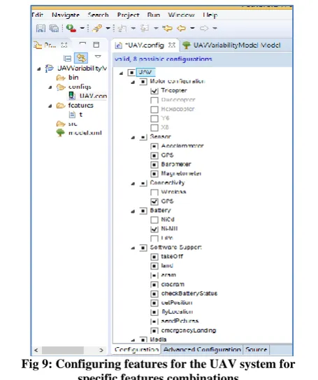 Fig 9: Configuring features for the UAV system for specific features combinations 