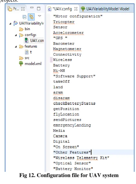 Fig 10: Configuring features for the UAV system for  specific features combinations 