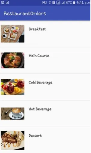 Fig 7: Select Food Category Window 