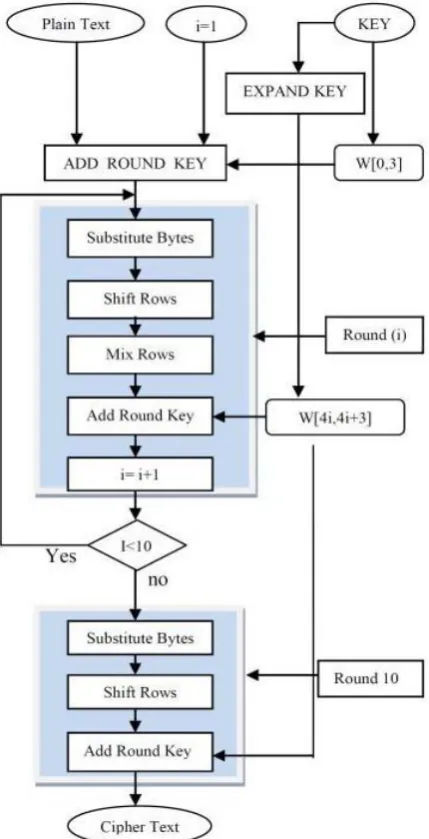 Fig.2 AES (Advanced Encryption Standard) process [11] The code C is generated by a generator polynomial g(x), 