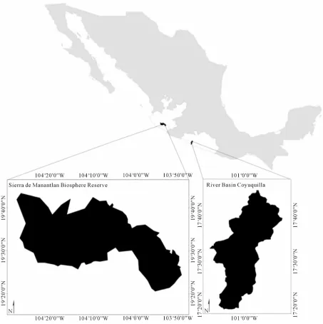 Figure 1. Location of study areas in Mexico. 