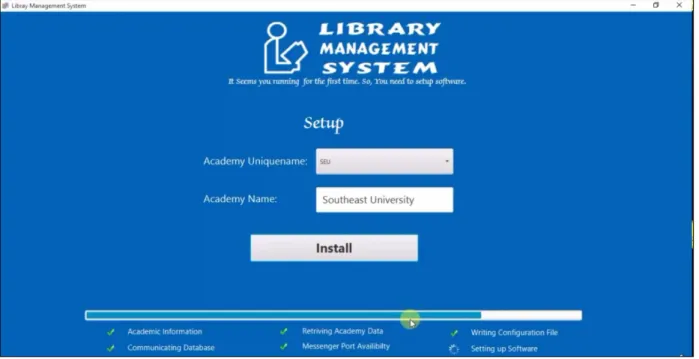 Fig. 8. Librarian Installation If  login  credentials  are  correct  in  Figure  8,  then  the  librarians’ 